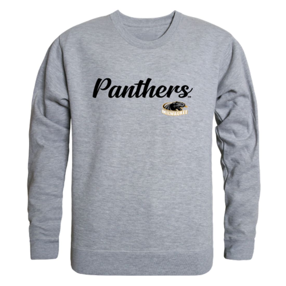 UW University of Wisconsin Milwaukee Panthers Script Crewneck Pullover Sweatshirt Sweater Black-Campus-Wardrobe