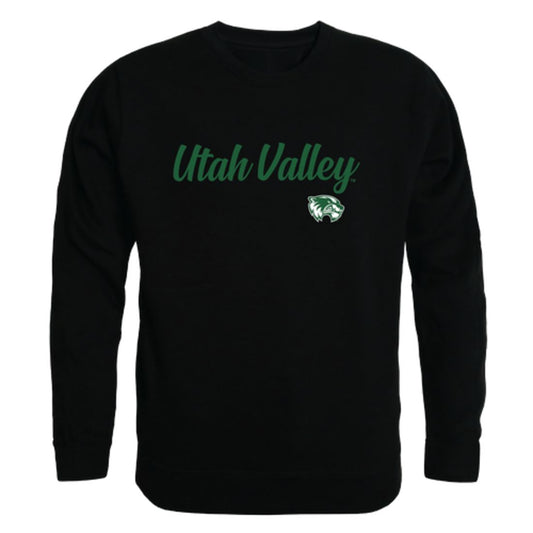 UVU Utah Valley University Wolverines Script Crewneck Pullover Sweatshirt Sweater Black-Campus-Wardrobe