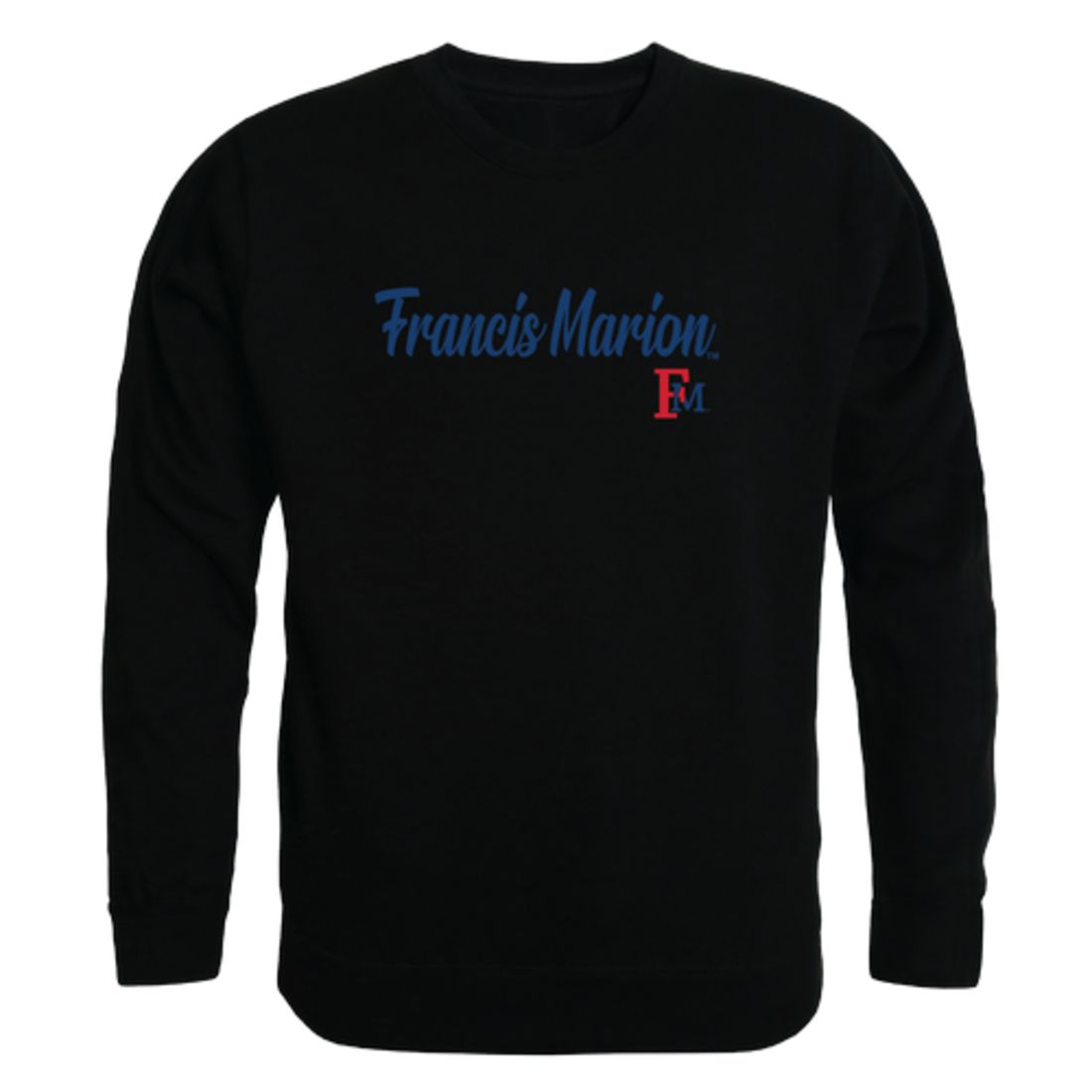FMU Francis Marion University Patriots Script Crewneck Pullover Sweatshirt Sweater Black-Campus-Wardrobe