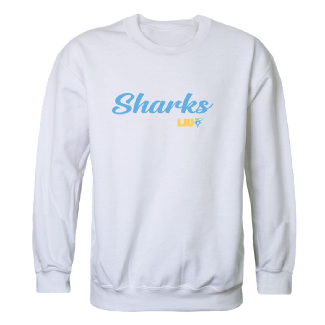 LIU Long Island University Post Pioneers Script Crewneck Pullover Sweatshirt Sweater Heather Charcoal-Campus-Wardrobe