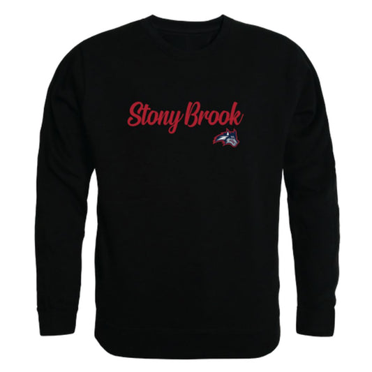 Stony Brook University Seawolves Script Crewneck Pullover Sweatshirt Sweater Black-Campus-Wardrobe