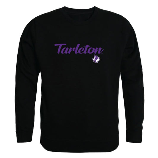 Tarleton State University Texans Script Crewneck Pullover Sweatshirt Sweater Black-Campus-Wardrobe