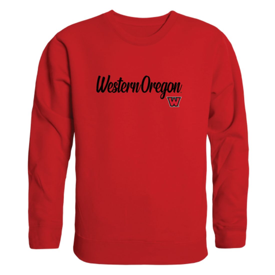 WOU Western Oregon University Wolves Script Crewneck Pullover Sweatshirt Sweater Black-Campus-Wardrobe