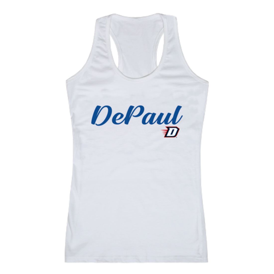 DePaul University Demons Womens Script Tank Top T-Shirt-Campus-Wardrobe