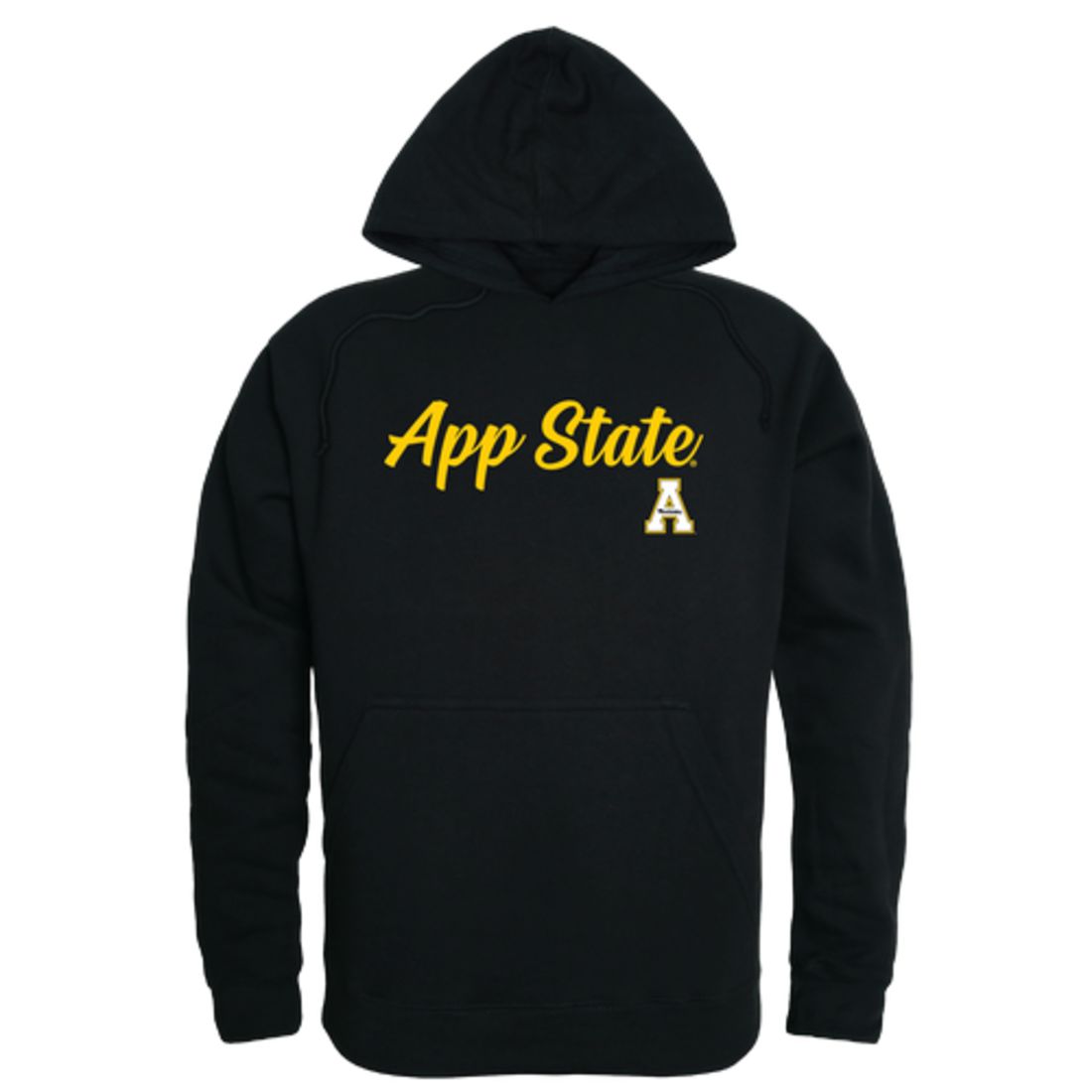 Appalachian App State University Mountaineers Mens Script Hoodie Sweatshirt Black-Campus-Wardrobe