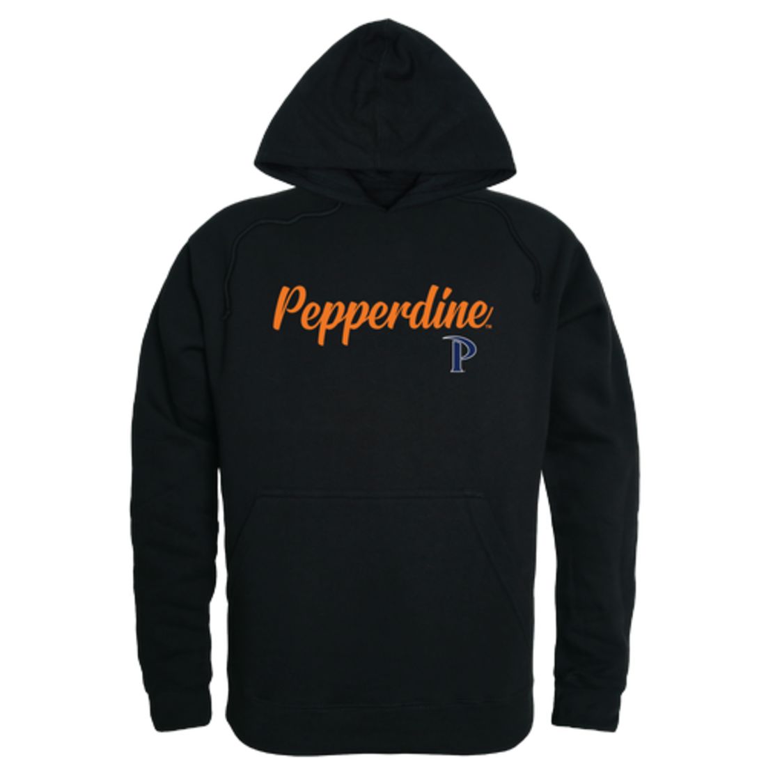 Pepperdine University Waves Mens Script Hoodie Sweatshirt Black-Campus-Wardrobe