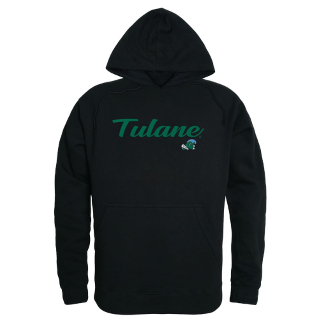 Tulane University Green Waves Mens Script Hoodie Sweatshirt Black-Campus-Wardrobe