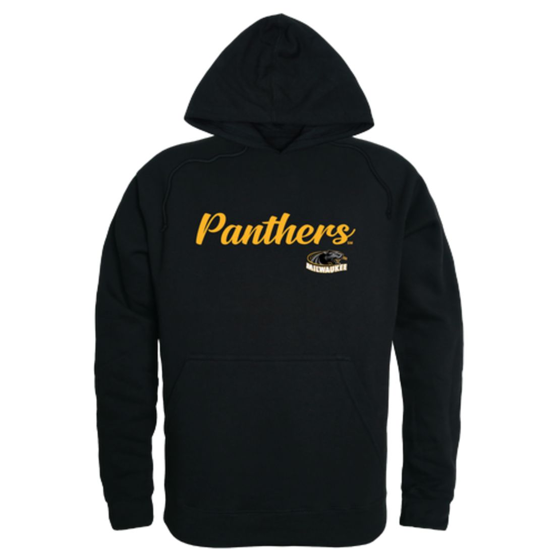 UW University of Wisconsin Milwaukee Panthers Mens Script Hoodie Sweatshirt Black-Campus-Wardrobe