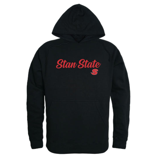 CSUSTAN California State University Stanislaus Warriors Mens Script Hoodie Sweatshirt Black-Campus-Wardrobe