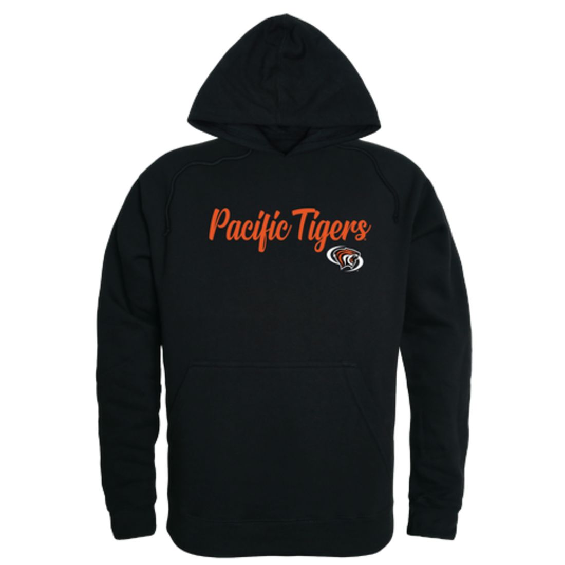 University of the Pacific Tigers Mens Script Hoodie Sweatshirt Black-Campus-Wardrobe