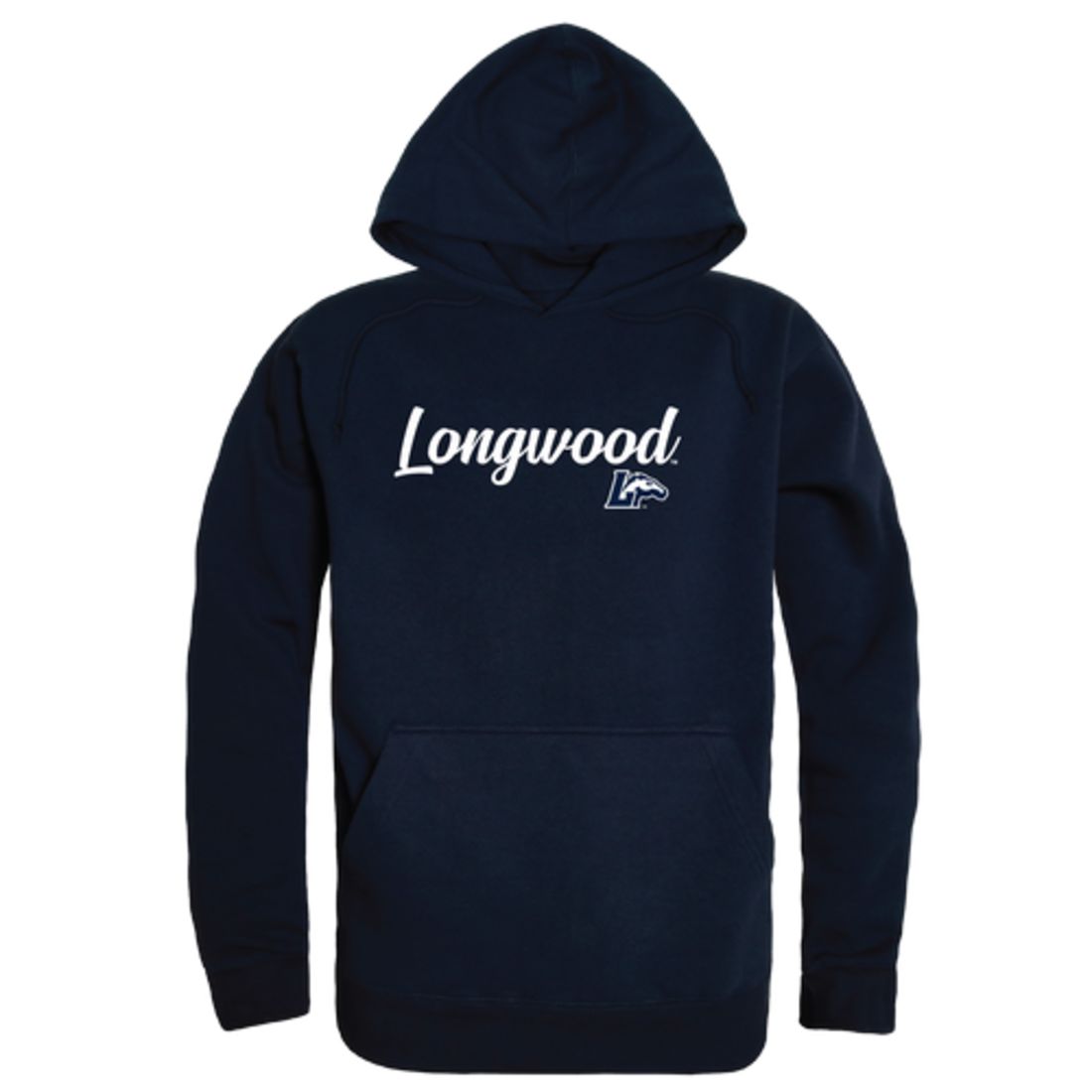 Longwood University Lancers Mens Script Hoodie Sweatshirt Black-Campus-Wardrobe