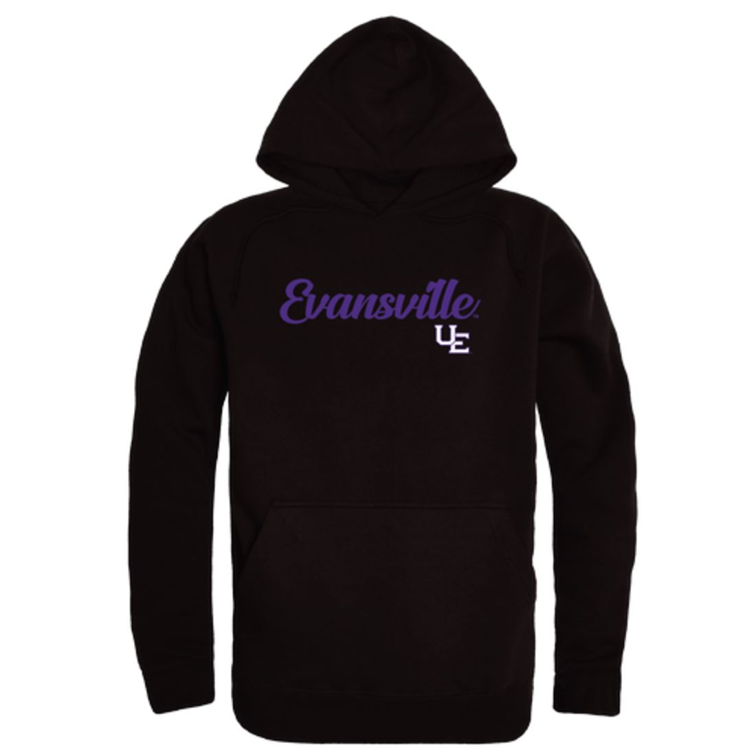 University of Evansville Purple Aces Mens Script Hoodie Sweatshirt Black-Campus-Wardrobe