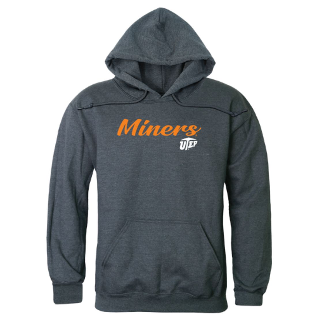 UTEP University of Texas at El Paso Miners Mens Script Hoodie Sweatshirt Heather Charcoal-Campus-Wardrobe