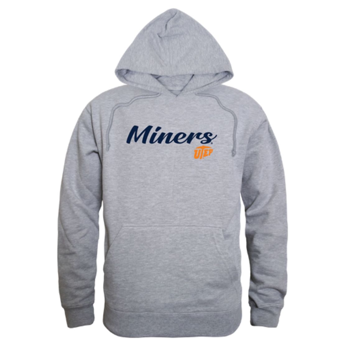 UTEP University of Texas at El Paso Miners Mens Script Hoodie Sweatshirt Heather Charcoal-Campus-Wardrobe
