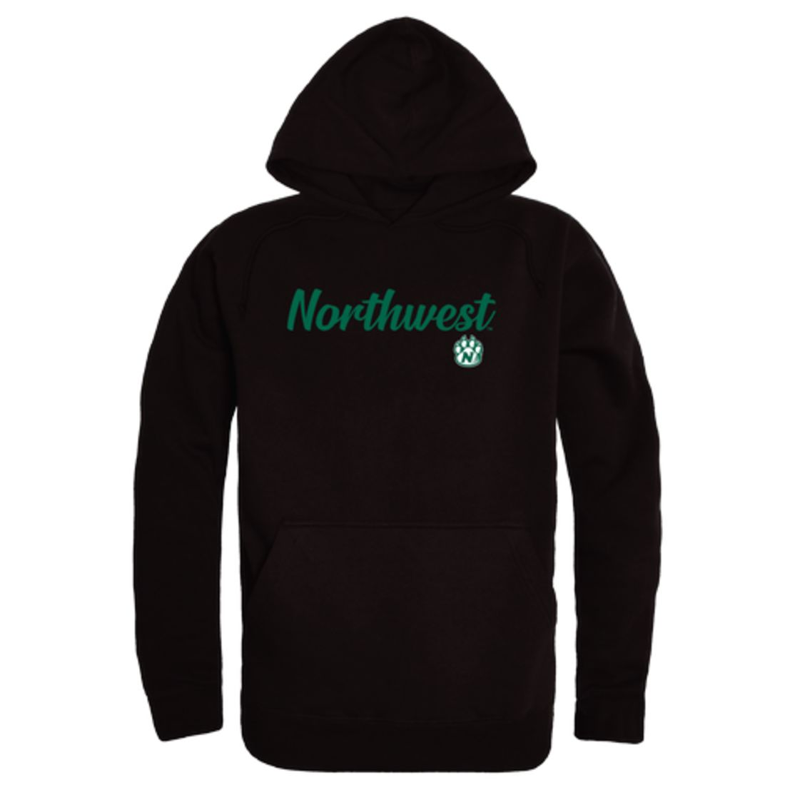 NW Northwest Missouri State University Bearcat Mens Script Hoodie Sweatshirt Black-Campus-Wardrobe