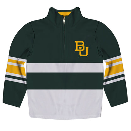 Baylor Bears Logo Stripes Green Long Sleeve Quarter Zip Sweatshirt by Vive La Fete
