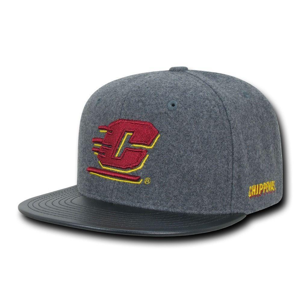 NCAA Cmu Central Michigan Chippewas University Melton Vinyl Snapback Caps Hats-Campus-Wardrobe