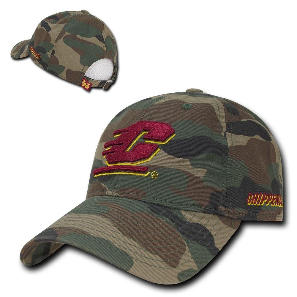 NCAA Cmu Central Michigan Chippewas University Relaxed Camo Baseball Caps Hats-Campus-Wardrobe