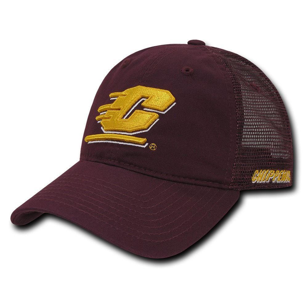 NCAA Cmu Central Michigan Chippewas University Relaxed Mesh Trucker Caps Hats-Campus-Wardrobe