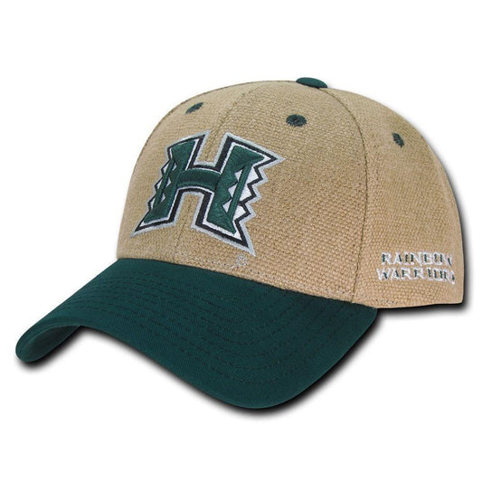 NCAA Hawaii University Rainbow Warriors 6 Panel Structured Jute Caps Hats Hunter-Campus-Wardrobe
