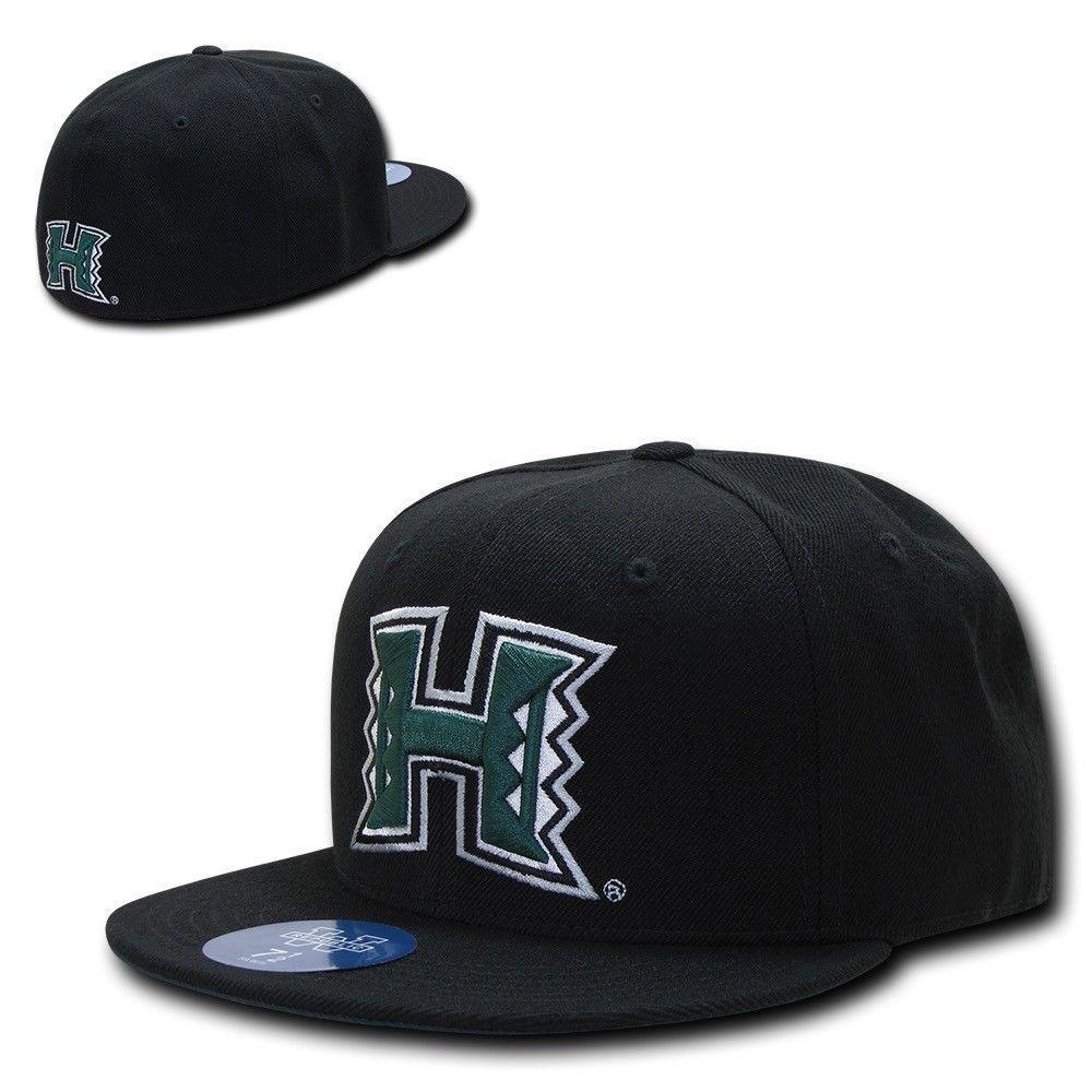 NCAA Hawaii University Rainbow Warriors Fitted Caps Hats Black