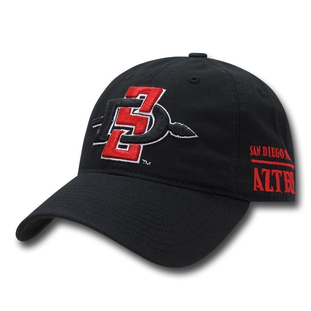 NCAA San Diego University Aztecs 6 Panel Relaxed Cotton Baseball Caps Hats Black-Campus-Wardrobe