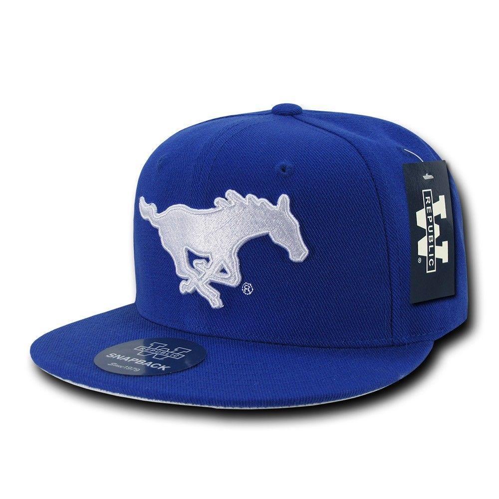 NCAA Smu Southern Methodist University College Fitted Caps Hats Royal-Campus-Wardrobe