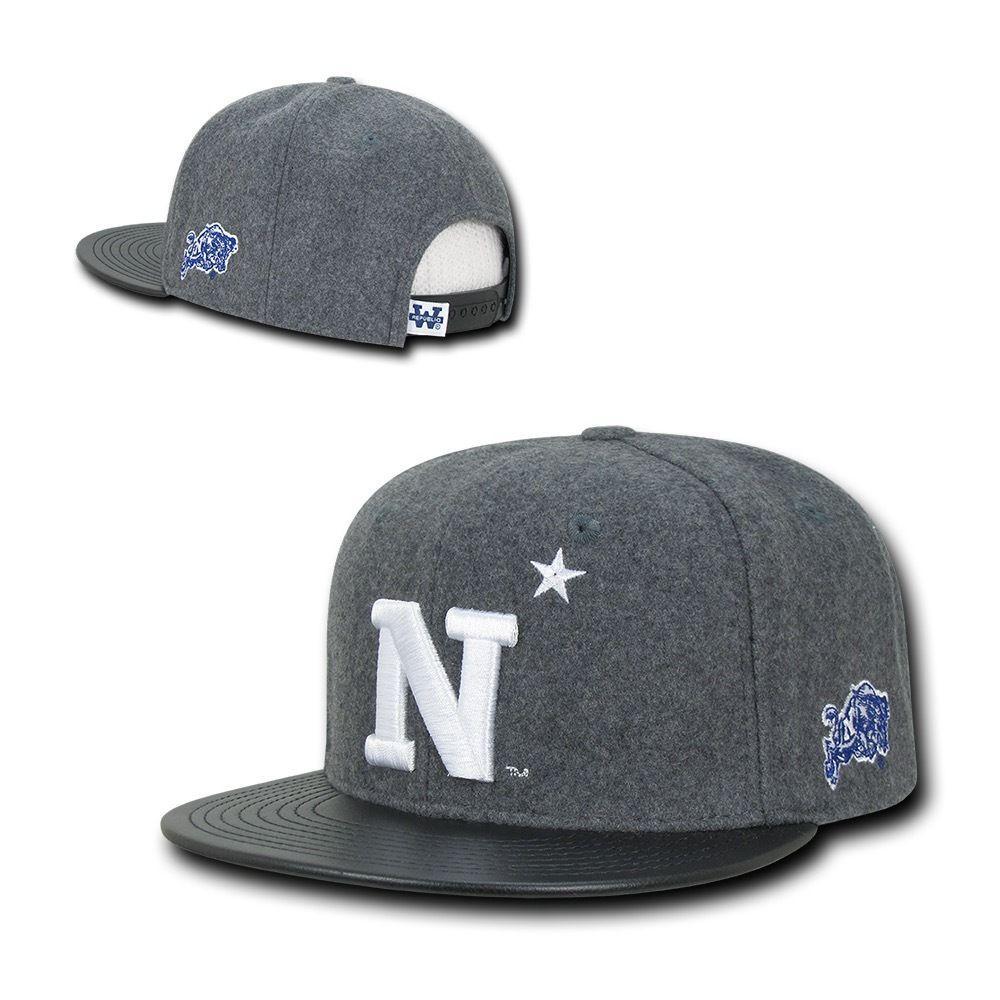 NCAA United States Naval Academy Melton Vinyl Snapback Baseball Caps Hats-Campus-Wardrobe