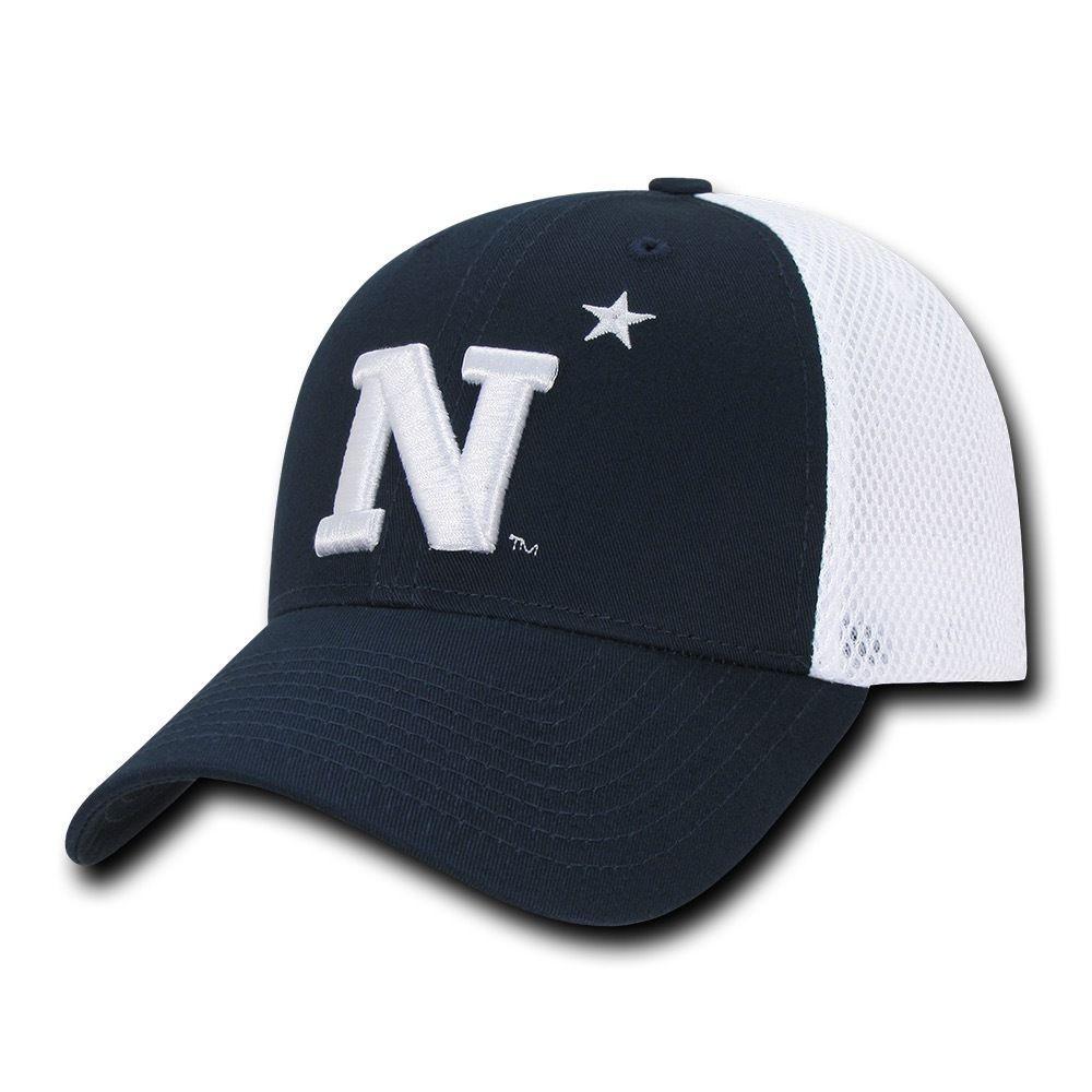 NCAA United States Naval Academy Structured Mesh Flex Baseball Caps Hats-Campus-Wardrobe