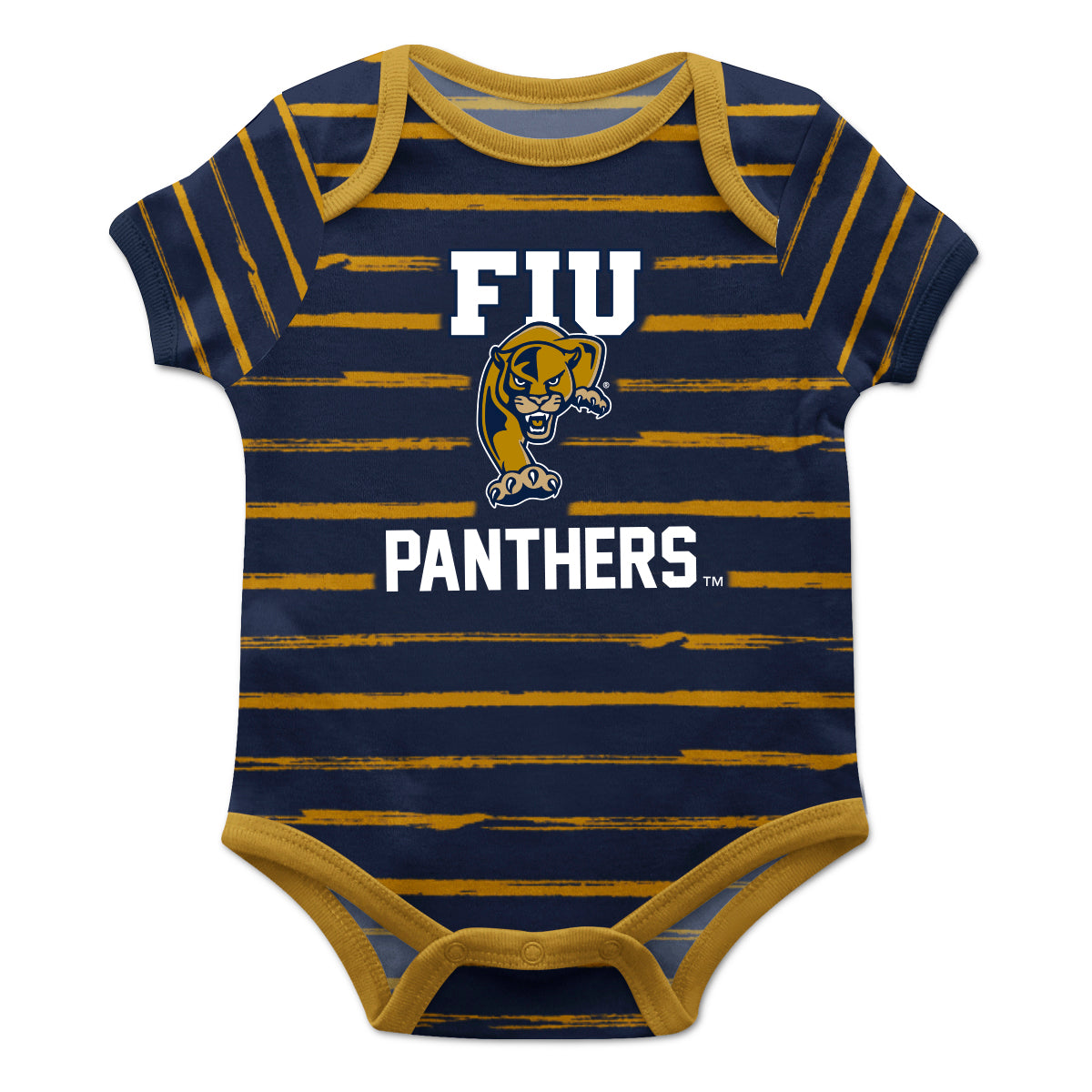 FIU Stripe Blue and Gold Boys One Piece Jumpsuit Short Sleeve by Vive La Fete