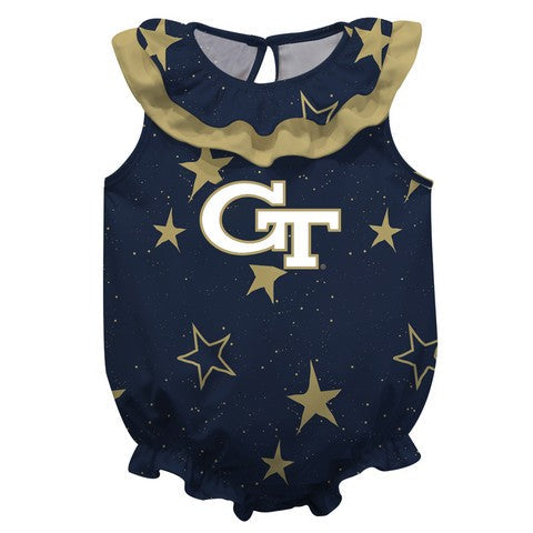 Georgia Tech Stars Blue Girls Sleeveless One Piece Jumpsuit by Vive La Fete