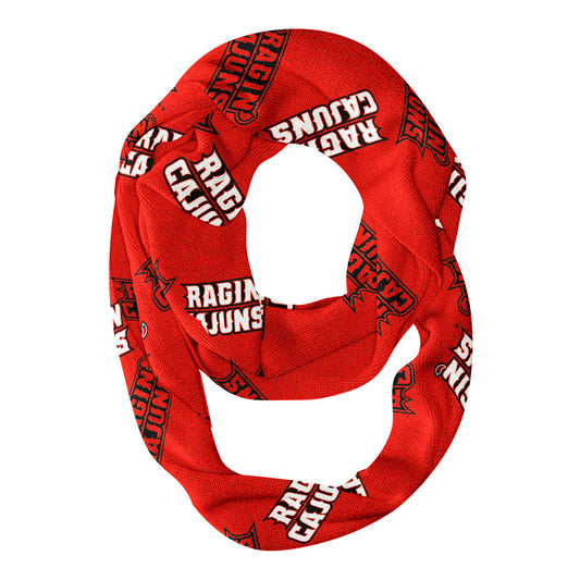Louisiana At Lafayette All Over Logo Red Infinity Scarf - Vive La FÃªte - Online Apparel Store