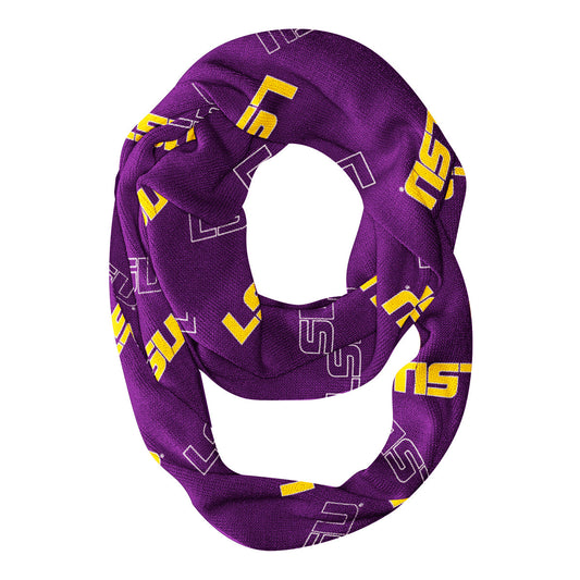 LSU Tigers All Over Logo Purple Infinity Scarf - Vive La FÃªte - Online Apparel Store