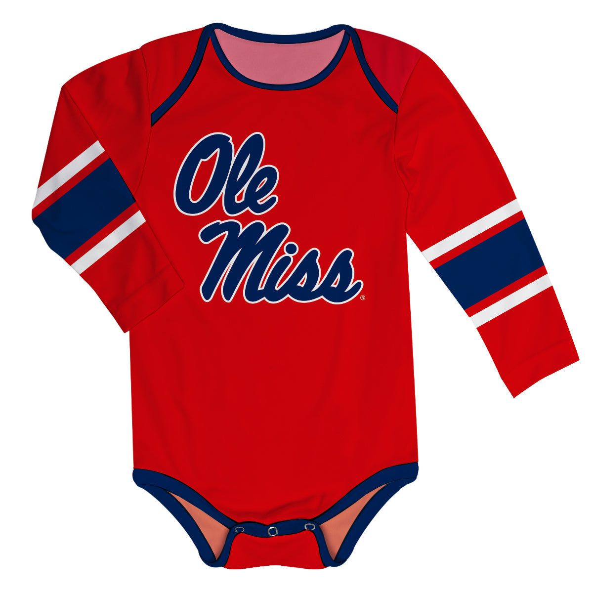 Mississippi Rebels Stripes Red Long Sleeve One Piece Jumpsuit by Vive La Fete