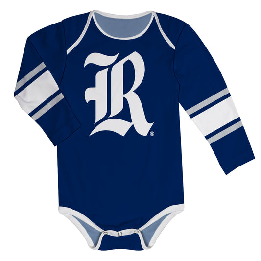 Rice Owls Stripes Blue Long Sleeve One Piece Jumpsuit by Vive La Fete