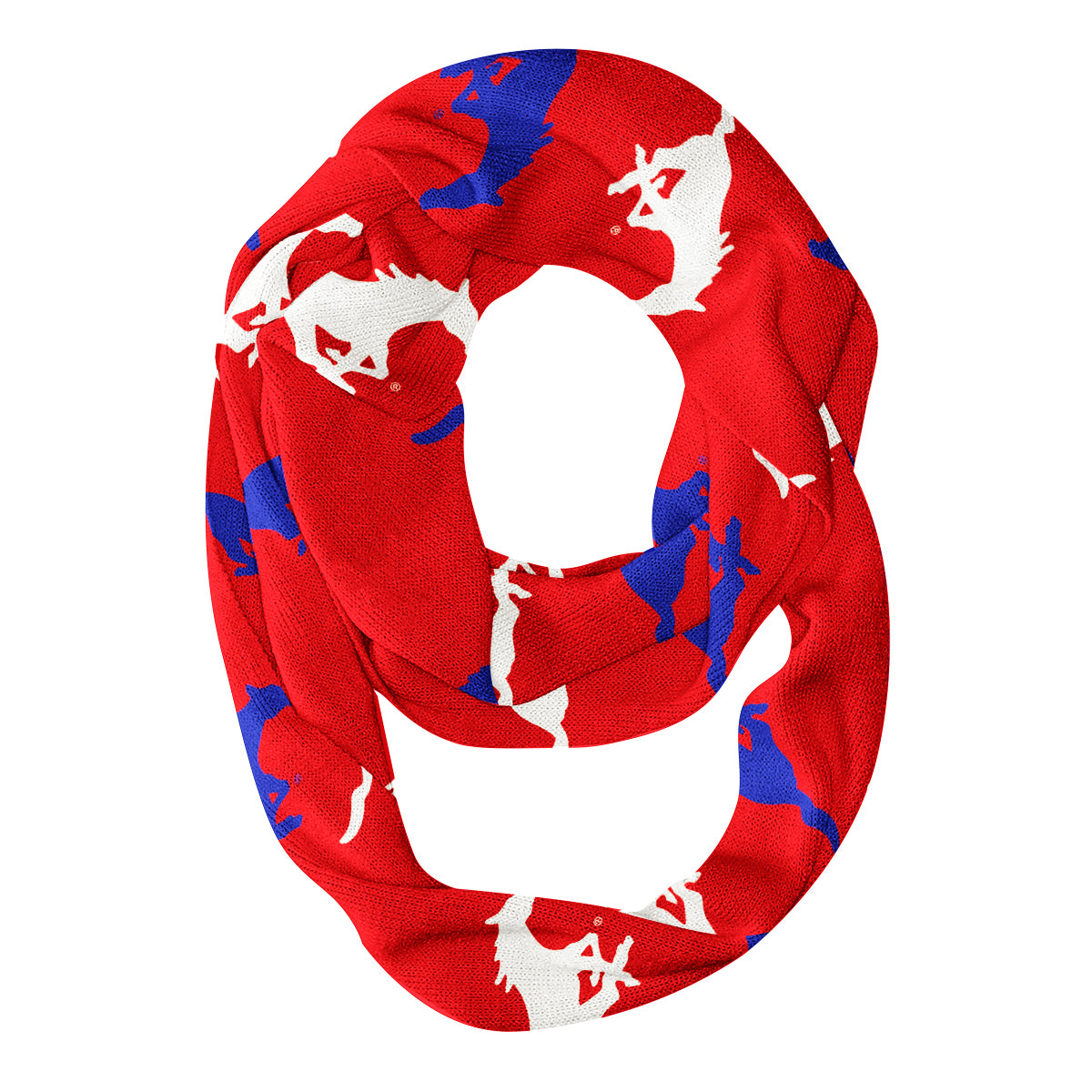 SMU Mustangs All Over Logo Red Infinity Scarf - Vive La Fête - Online Apparel Store