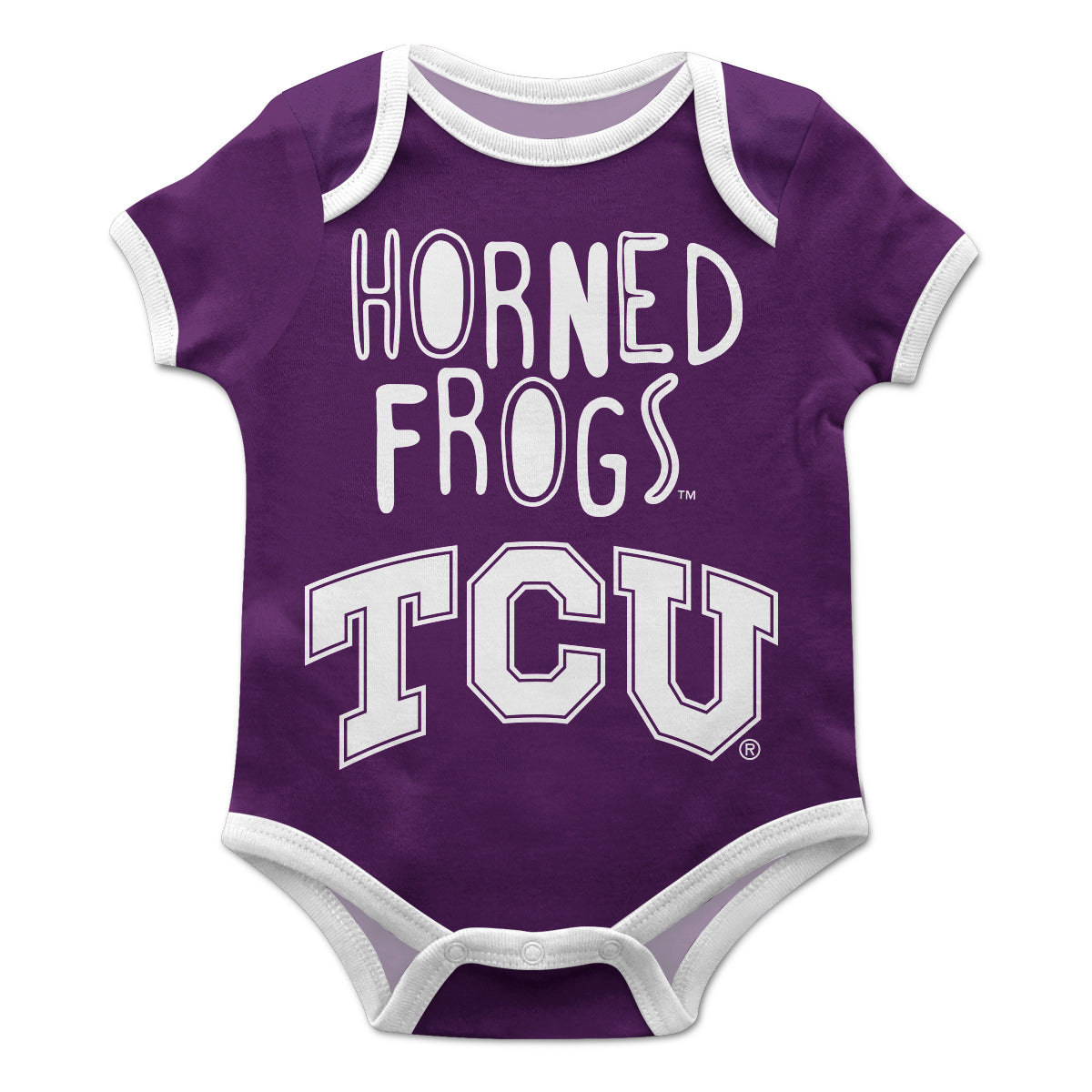 TCU Horned Frogs Purple Solid Short Sleeve One Piece Jumpsuit by Vive La Fete