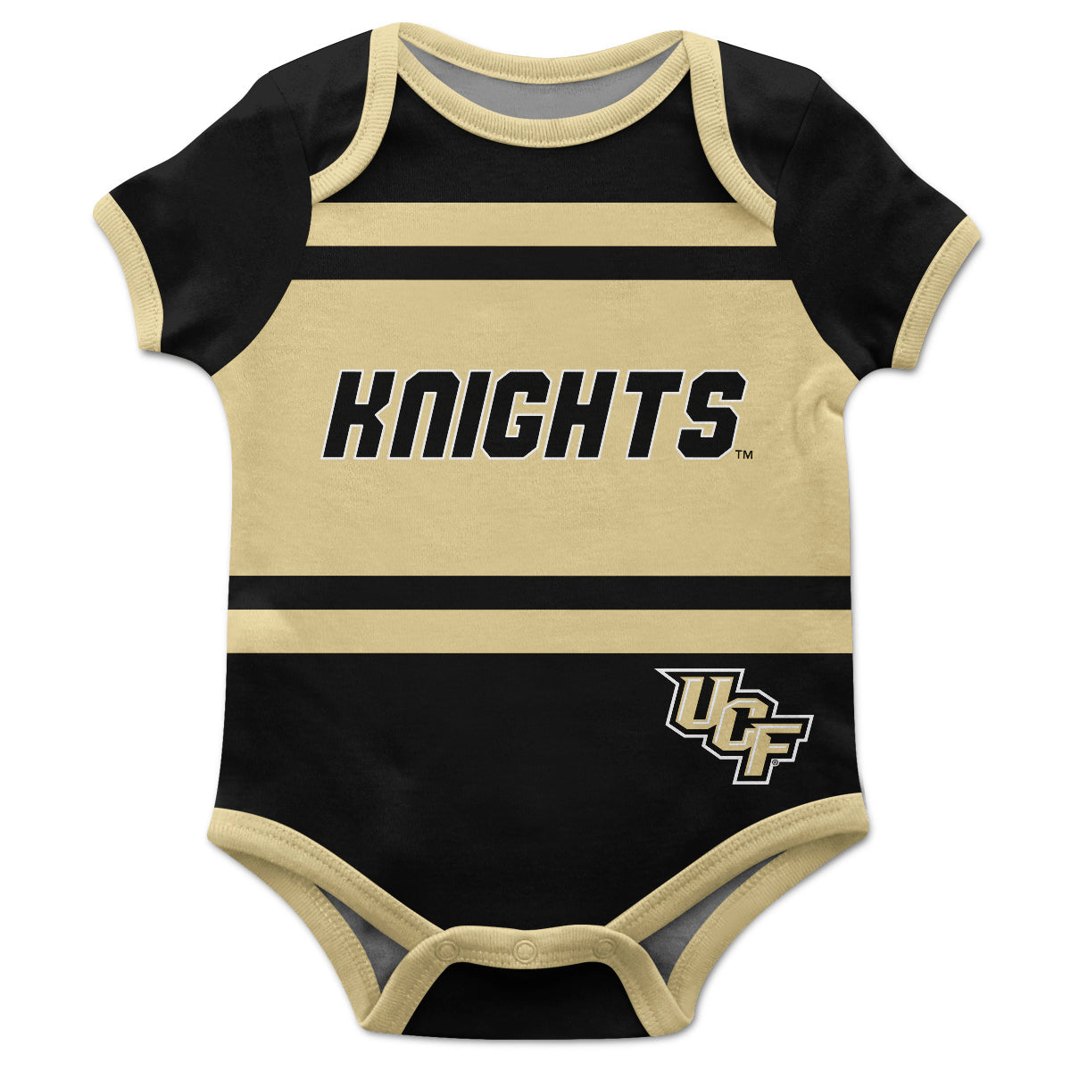 Central Florida knights Block Stripe Black Short Sleeve One Piece Jumpsuit by Vive La Fete