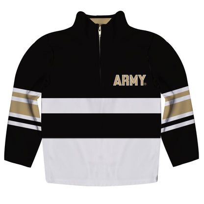 United States Military Academy Logo Stripes Black Long Sleeve Quarter Zip Sweatshirt by Vive La Fete