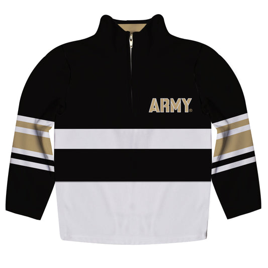 United States Military Academy Logo Stripes Black Long Sleeve Quarter Zip Sweatshirt by Vive La Fete