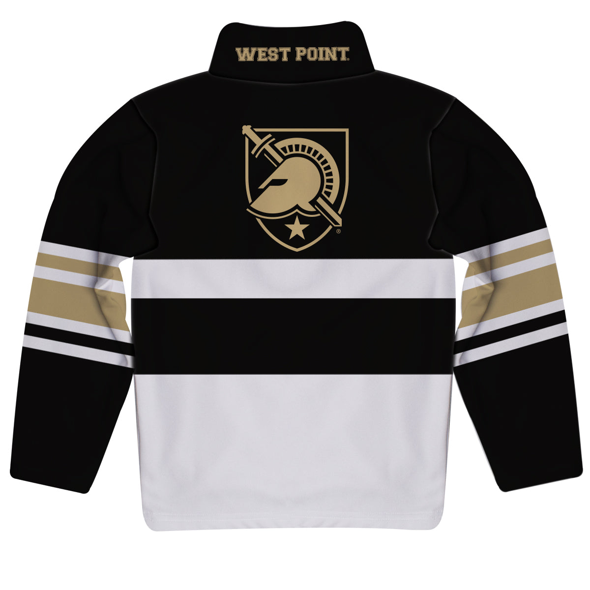 United States Military Academy Logo Stripes Black Long Sleeve Quarter Zip Sweatshirt by Vive La Fete