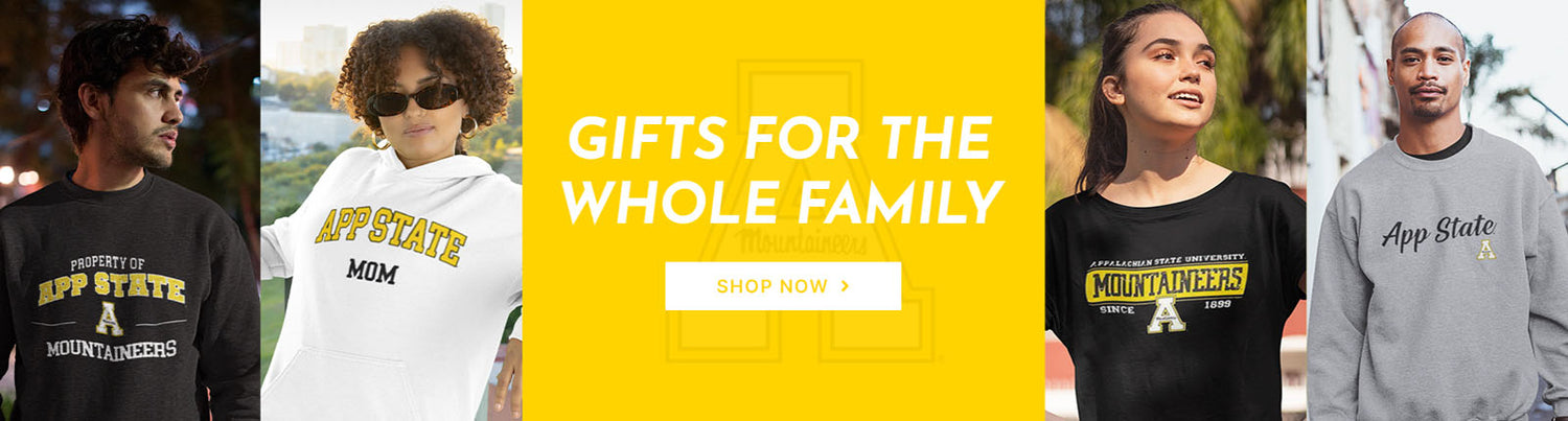 Gifts for the Whole Family. People wearing apparel from Appalachian App State University Mountaineers