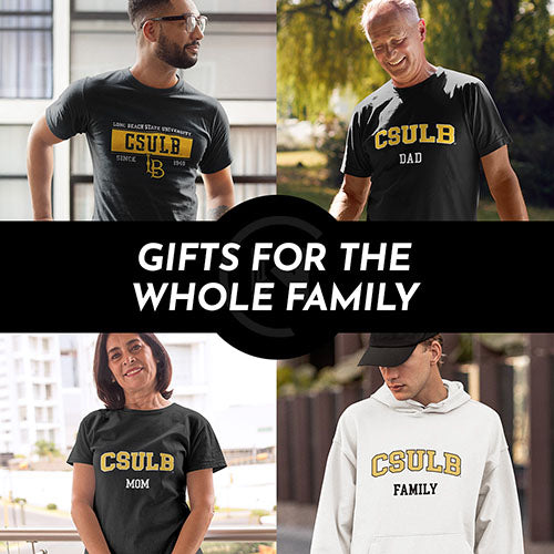 Gifts for the whole family. People wearing apparel from CSULB California State University, Long Beach The Beach - Mobile Banner
