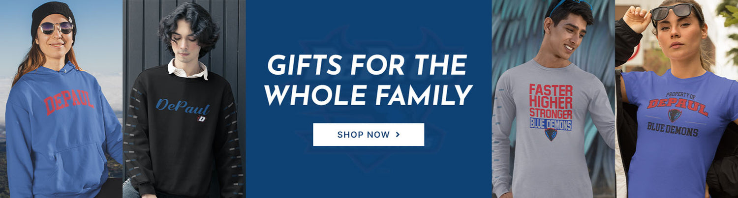 Gifts for the Whole Family. People wearing apparel from DePaul University Blue Demons Apparel – Official Team Gear