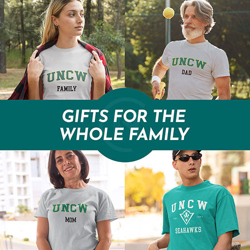 Gifts for the whole family. People wearing apparel from UNCW University of North Carolina at Wilmington Seahawks - Mobile Banner