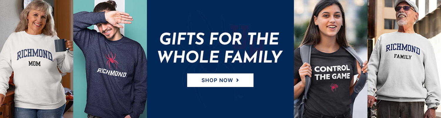 Gifts for the whole family. People wearing apparel from University of Richmond Spiders