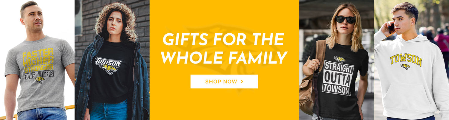 Gifts for the Whole Family. People wearing apparel from Towson University Tigers