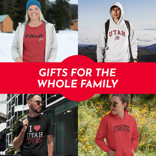 Gifts for the whole family. People wearing apparel from University of Utah Utes Apparel – Official Team Gear - Mobile Banner