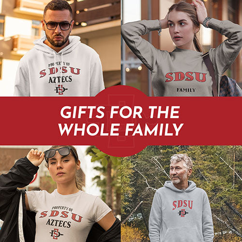 Gifts for the Whole Family. People wearing apparel from SDSU San Diego State University Aztecs Apparel – Official Team Gear - Mobile Banner