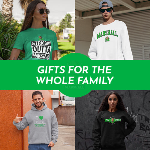 Gifts for the whole family. People wearing apparel from Marshall University Thundering Herd - Mobile Banner